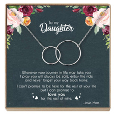Mother Daughter Necklace - Two Interlocking Infinity Double Circles, Birthday Gifts for Daughter from Mom - Mom Daughter Jewelry Gift
