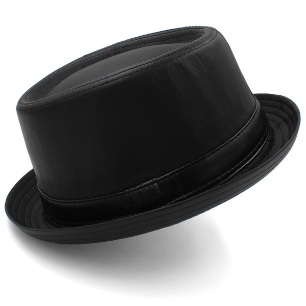 Men Black Leather Pork Pie Hat Sunhat Us Size 7 3 8 Uk Size L Wish