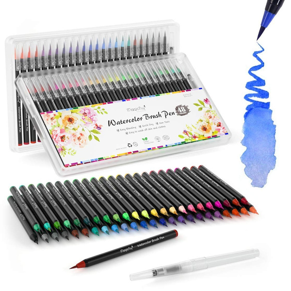 Water Color Brush Pens,24 48 Colors Brush Pens Set with 1