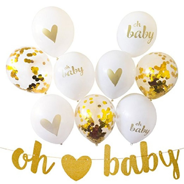 White and gold hot sale baby shower balloons