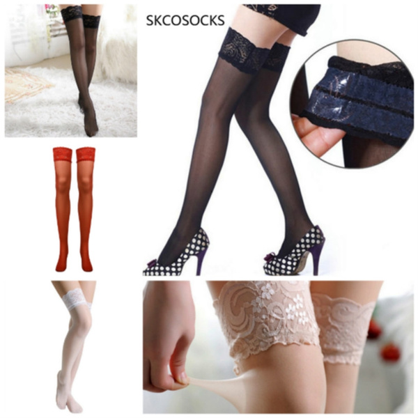 Thigh High Stocking Women Summer Over Knee Socks Sexy Girl Female Hosiery  Nylon Lace Style Stay Up Stockings Plus Size