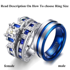 Sterling, Blues, DIAMOND, wedding ring