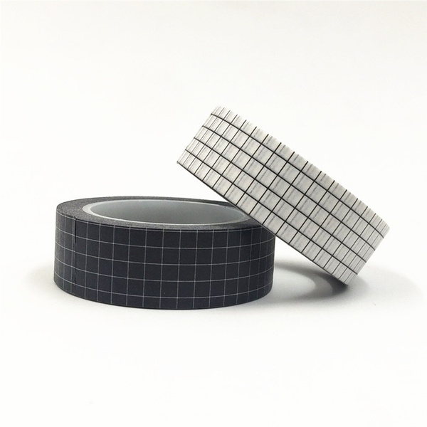 White with Black Grid - Skinny - Washi tape