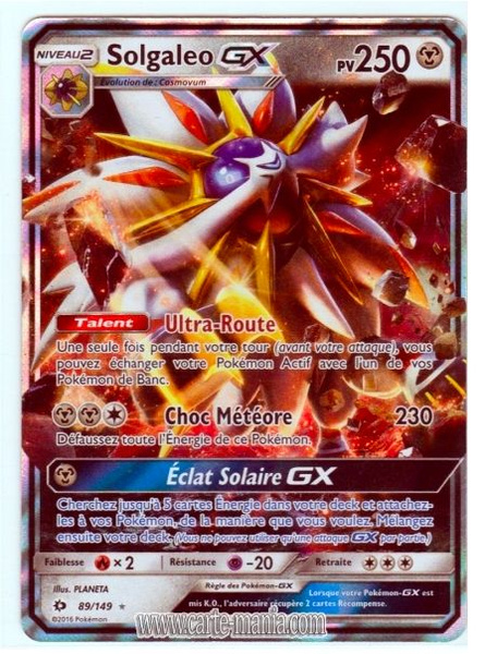 Carte Pokemon Original 149 Gx Solgaleo Holo 250 Pv Serie Soleil Et Lune Version Francaise Neuve Rare Wish