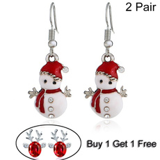 2 Pair New Trend Christmas Stud Earrings Antler Earring Tree Santa Claus Female Ornament Fashion Trend Snowman Earring