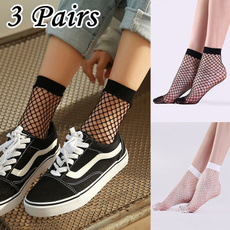 3 Pairs Women's Fashion Fishing Net Socks and Women's Mesh Socks and Summer Socks 