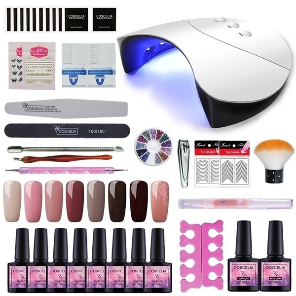 36w Uv Led Nail Lamp 8 Colors Nail Gel Polish Starter Kit Set Nail Art Tools Wish