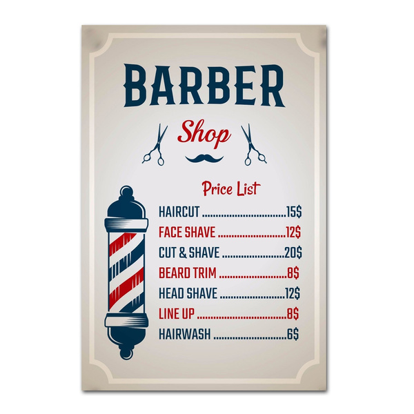 Metal Tin Sign Barber Shop Hair Cut Store Wall Decor Cave Shave Vintage Retro