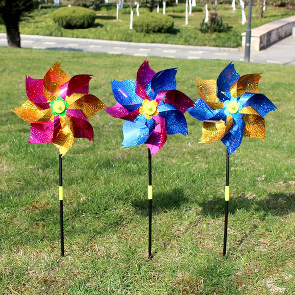 Plastic Pinwheels,56cm Rainbow Dot Wind Spinners Windmill Kids Outdoor Toy 