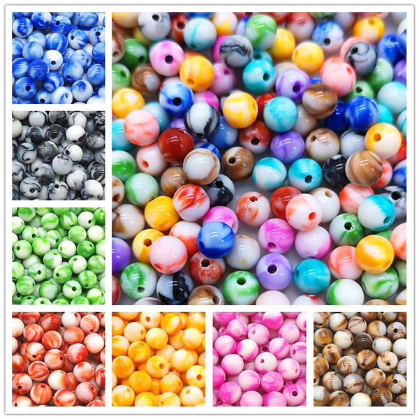 50pcs 8mm Round Shape Beads Jewelry Making Acrylic Beads Multicolor