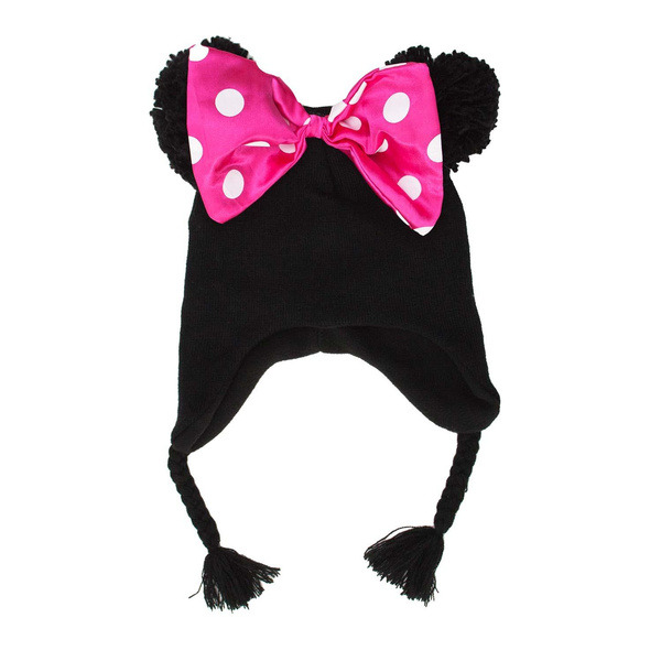 Minnie Mouse Black Peruvian Winter Hat 