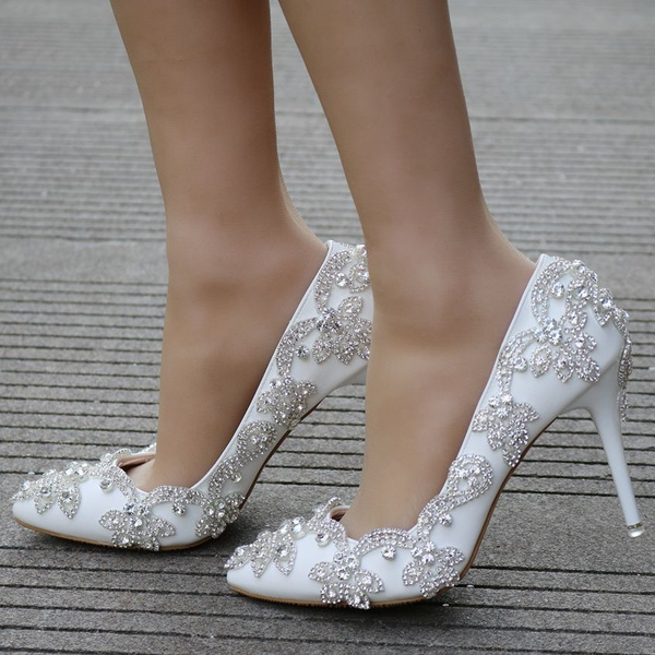 white diamond high heels