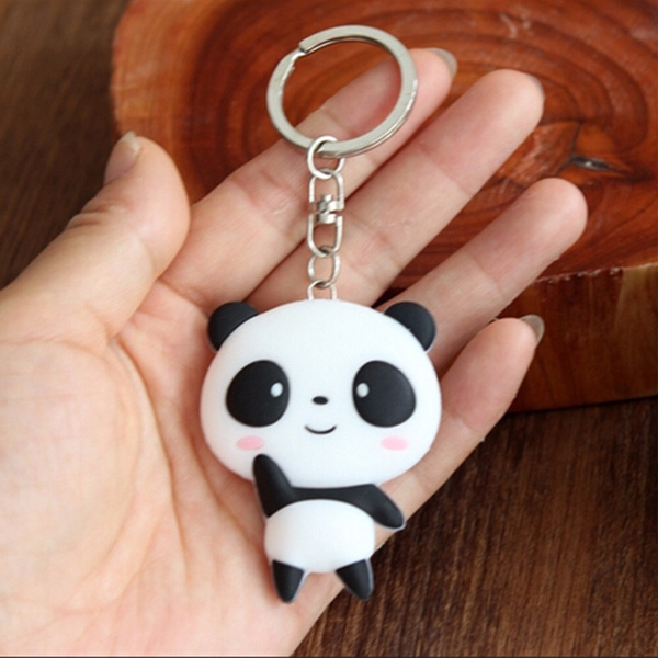 Cartoon Plush Key Ring Handbag Accrssory Gift Lovely Panda Pendant Keychain AA 