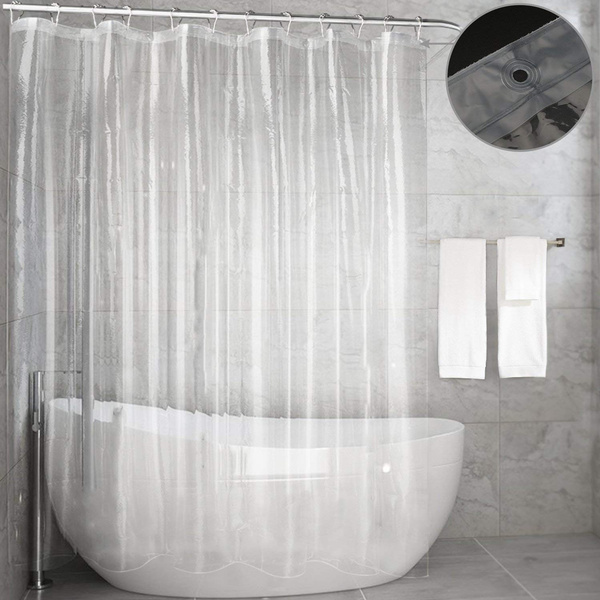 Waterproof Transparent 3D Cube Shower Curtain Set,Clear Bathroom Curtain Fabric 