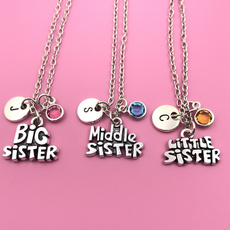 Unique Family Necklace, Sisters Necklaces, Little Sister Necklace, Birthstone Necklace，Big Sister Necklace, Middle Sister Charm Necklace, Sister Pendant, Sisters Gift, Necklace Set