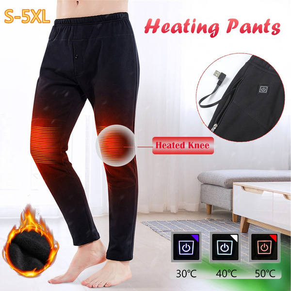 Electric Heating Pants Trousers Men Women USB Knee Heated Belly Base Layer  Elastic Leggings Winter Warm S-5XL