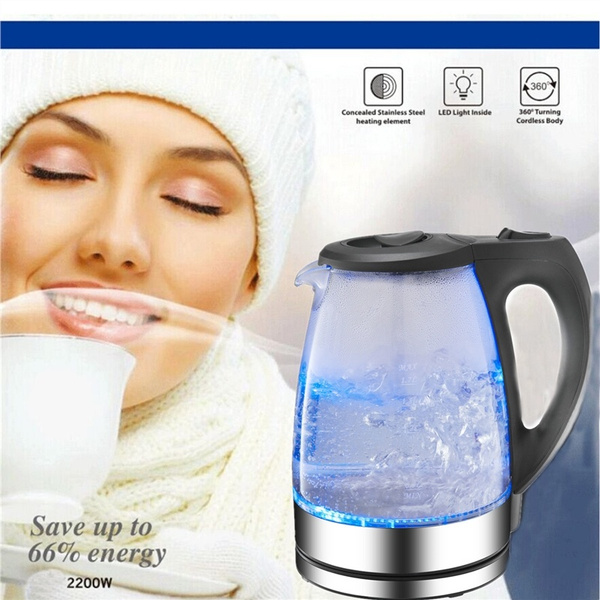 1.7L Glass Electric Kettle Auto Shut Off LED Illuminating Water Kettle