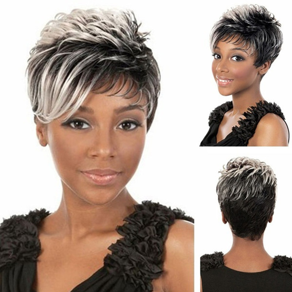 New New Women's Fashion Natural Light Gray Straight Short Hair Wigs Short Wig Human Hair Wig Wish
