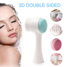 3D Facial Cleansing Brush Soft Bristles Double-sided Blackhead Exfoliator Brush Face Washing Massaging Deep Cleaning Brush