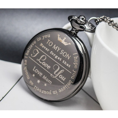 “To My Son Love Mom & Love Dad” Classical Pocket Watch Fob Chain Flip Clock To Child Best Gift Quartz Watch
