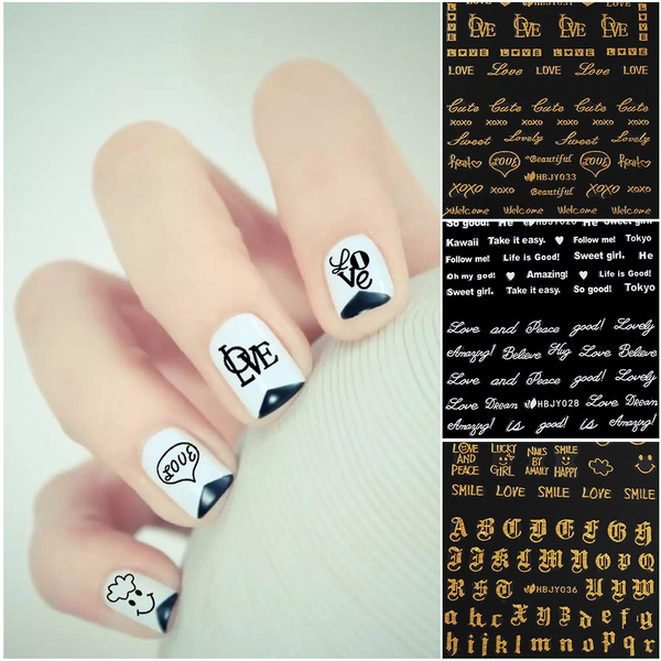 New 3D Roman Nail Art Stickers Decals Transfers Self-adhesive