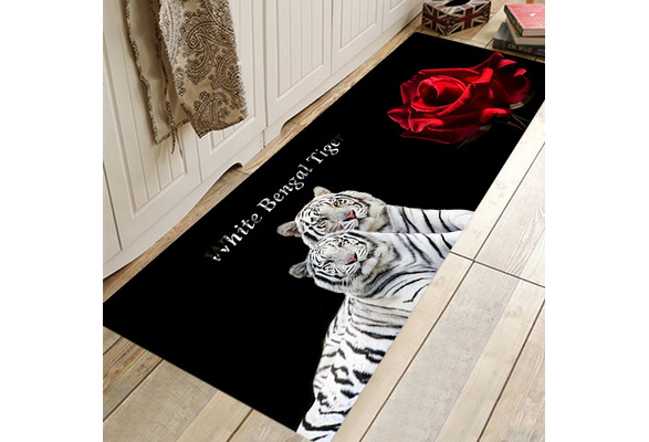 3D Tiger Printed Non-slip Hallway Rug Kitchen Runner Rug Bath Mat