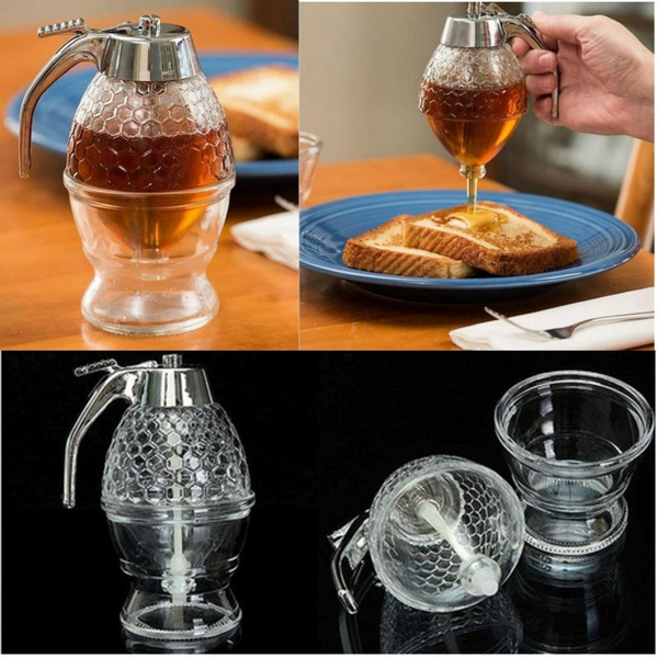 200mL Clear Honey Syrup Dispenser Acrylic Kitchen Holder Pot Container 