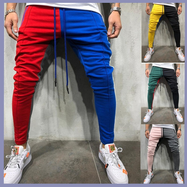 NEW Men Leisure Color Matching Design Personality Sweatpants Hip