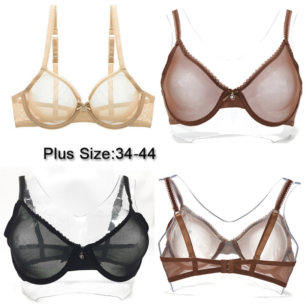 Women's Sexy Sheer See Through Bra Plus Size Unlined Transparent