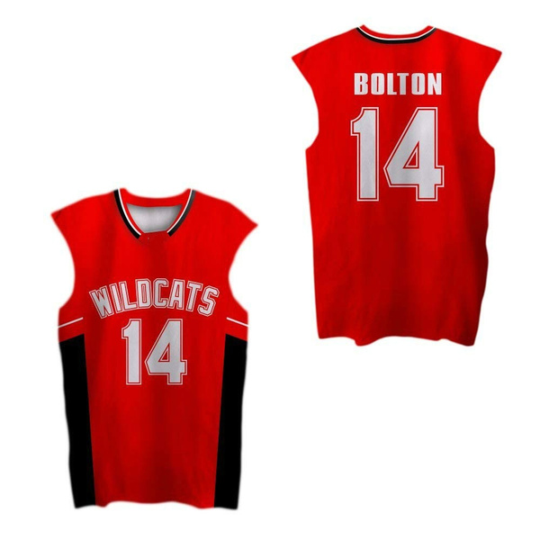 Wildcats 14# Troy Bolton East High School Basketball Jerseys Stitched Red New 