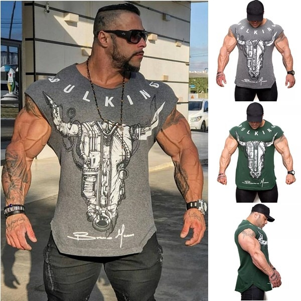 Muscle Fitness Brothers Summer New Cotton Round Neck T-shirt Fitness T ...