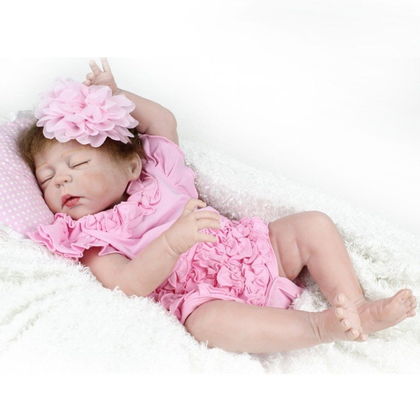 22inch 55cm Lovely Cute Dolls Bebe Girl Newborn Doll Full Silicone Body With Clothes Birthday Gift Wish