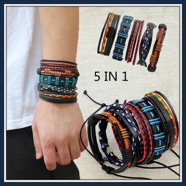 Brand New Colorful Leather Bracelet 5 Layers Popular Leather
