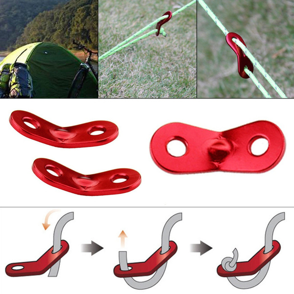 10pcs Red Alloy Tent Awning Cord Rope Fastener Guy Line Bent Runner Tensioner 