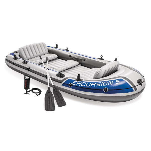 INTEX Excursion 5 Inflatable Rafting/Fishing Dinghy Boat Set