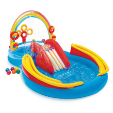 kidswaterplaypool, rainbow, Inflatable, kidspoolwithslideandgame