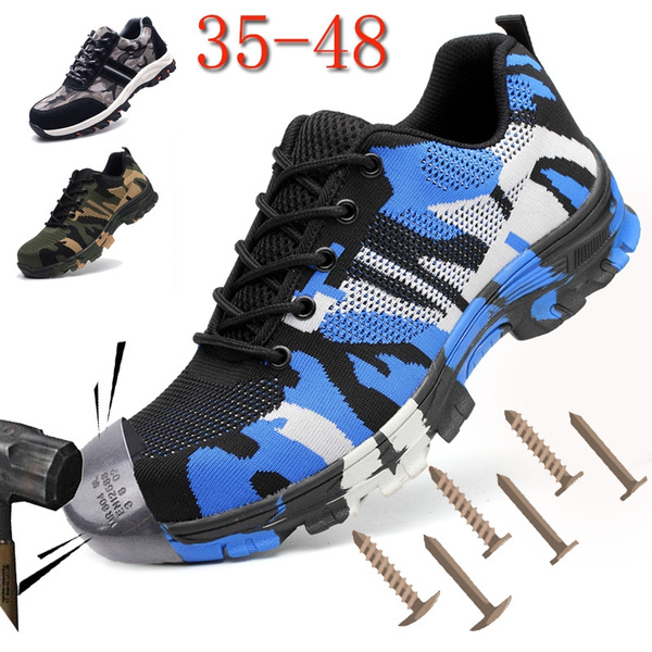 Noisy puff once Construction Men's Outdoor Plus Size Steel Toe Cap Work Boots Shoes Men  Camouflage Puncture Proof Safety Shoes Breathable | Wish