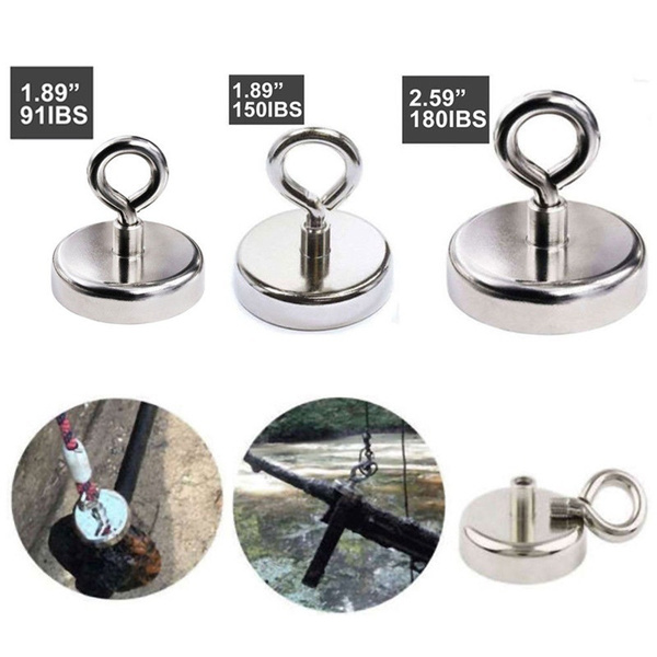 FISHING MAGNET 180 LB Super Strong Neodymium Round Thick Eyebolt Treasure Hunt FISHING MAGNET 180 LB Super Strong Neodymium Round Thick Eyebolt Treasure Hunt