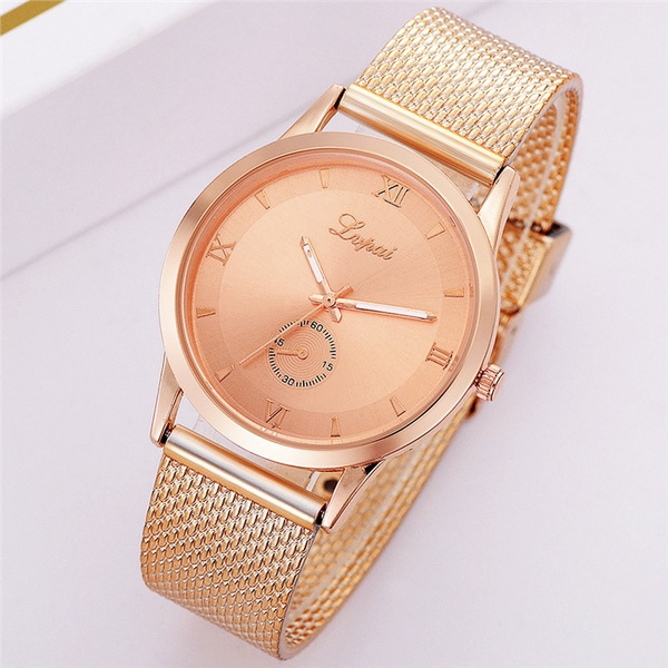 2019 New Fashion Female Clocks Ladies Luxury Quartz Watch Rose Gold Stainless Steel Watch Women 9190