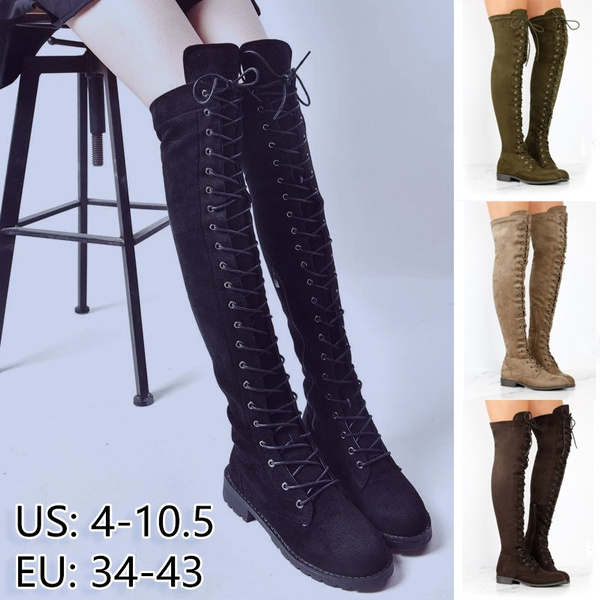 Lace up thigh high best sale combat boots