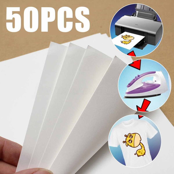 50Pcs A4 Iron On Heat Transfer Paper Press For Light Cotton T