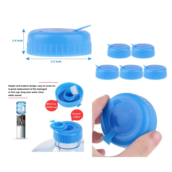 5x Blue Gallon Drinking Water Bottle Cap Screw Anti Splash Lids Replacement  55mm