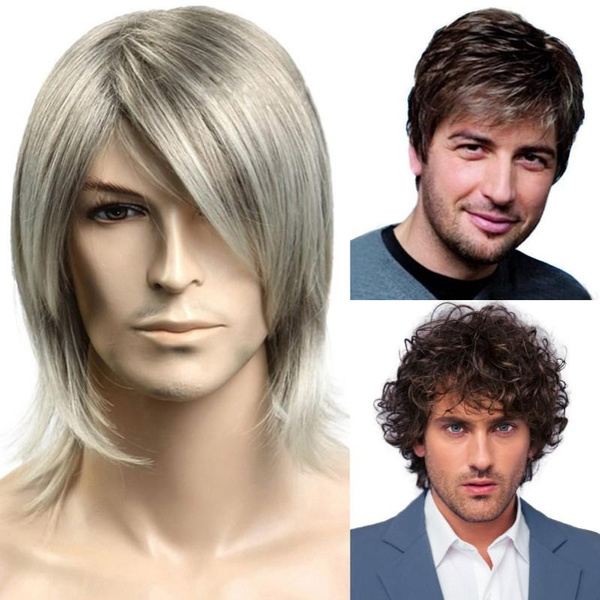 Men's Blonde Wig Natural Looking High Quality Hair Wig Faint Yellow Mid ...