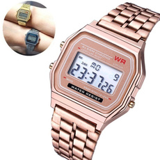 Luxury WristWatches Womens Men Stainless Steel Digital Alarm Stopwatch Wrist Watch Couple Watch Unisex Watches Gift Gold Watch Silver Watch