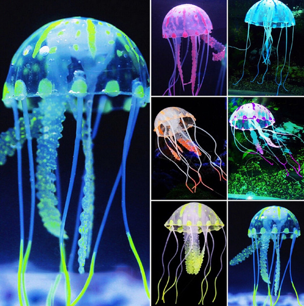 S/M/L Multi Color Silicone Luminous Jellyfish Lifelike Harmless Aquarium Decor