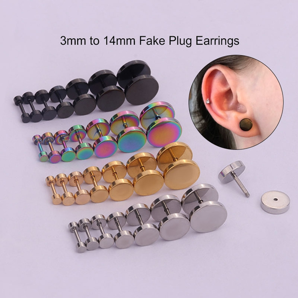 Fake Plug Earrings Stainless Steel Elongated Middle Finger Gezeigter Finger Punk 