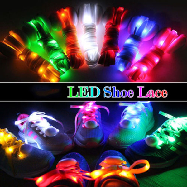 LED Shoelace Flash Luminous Light Up Glow Nylon Strap Shoe Laces Party Disco 