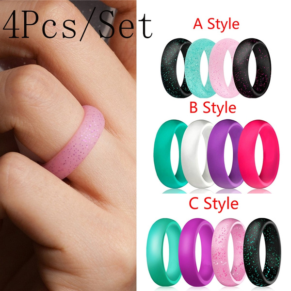 Men Women Rings Silica Gel Wedding Engagement Soft Band Ring Size 6-10 Jewelry