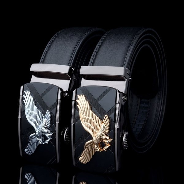 leather belt with eagle buckle