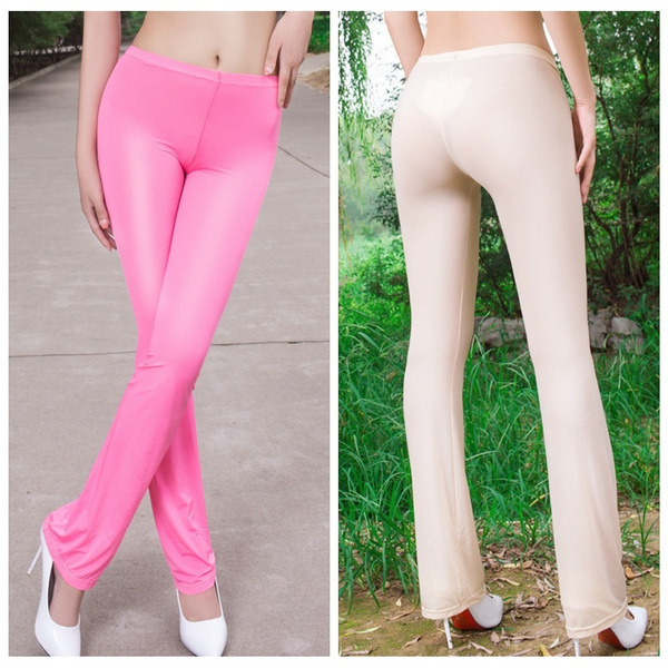 Women in transparent outlet leggings